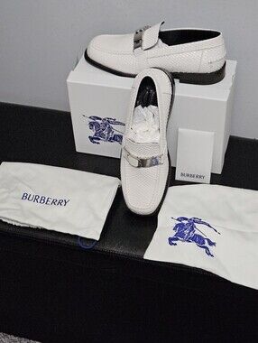 NWT: Burberry Women's White Leather Bit Loafers - 39.5 EU = 9.5 US
